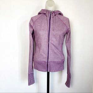 Patagonia Cloud Stack Purple Full Front Zip Hoodie Sweatshirt Thumb Hole Small